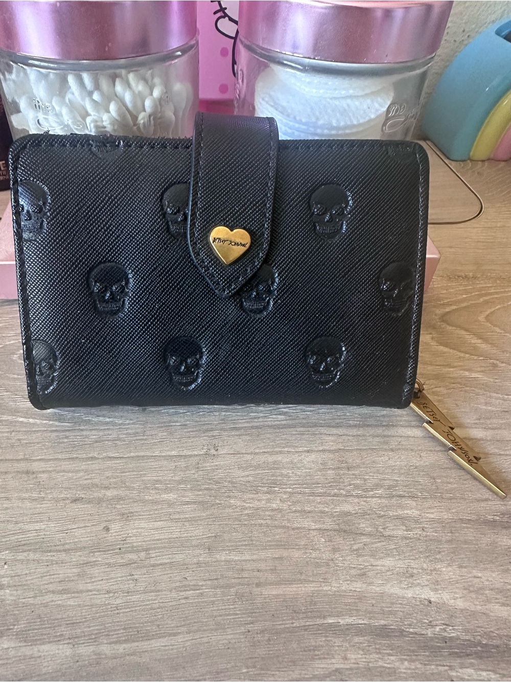 Betsey Johnson Black Skullicious Wallet.